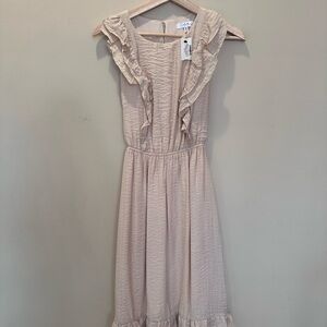 Ruffled Cream Midi Dress